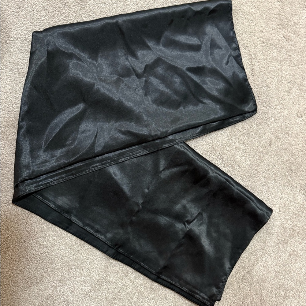 Elegant Black Satin Scarf